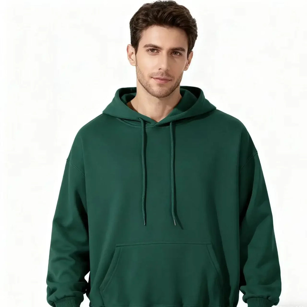2026 Men's wide Hood Sweatshirt European and American men's and men Sweatshirt Solid Harajuku Long Sleeve Female Loose male Coat