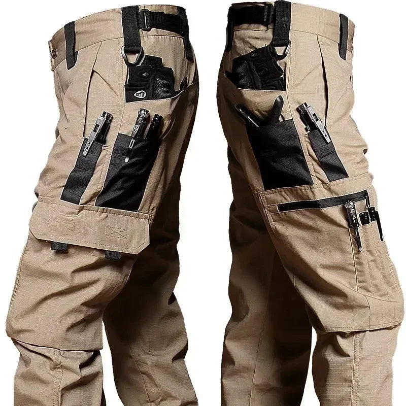 Outdoor Tactical Cargo Pants Men Dark Multicam Camo Multi-Pocket Durable Heavy Duty Work Trousers