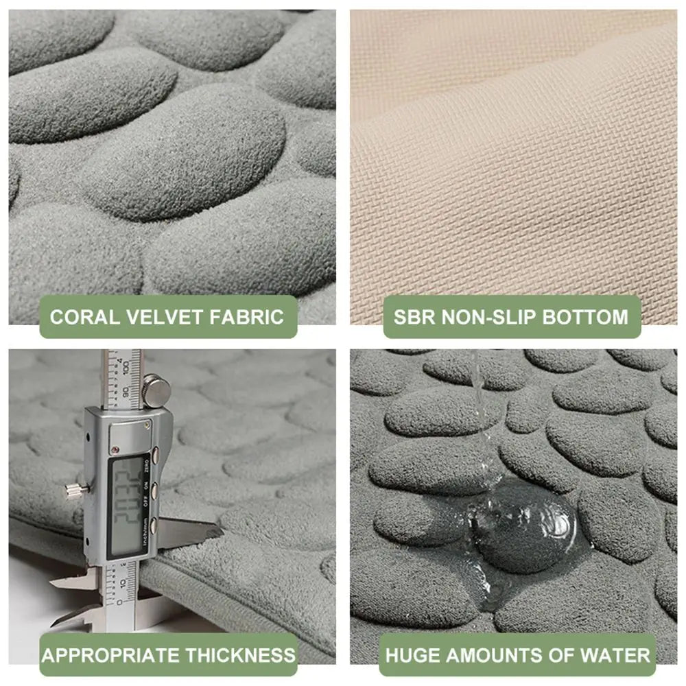 Washable Non-slip Carpets Water Absorption Bath Mat Cobblestone Embossed Floor Rug Doormat