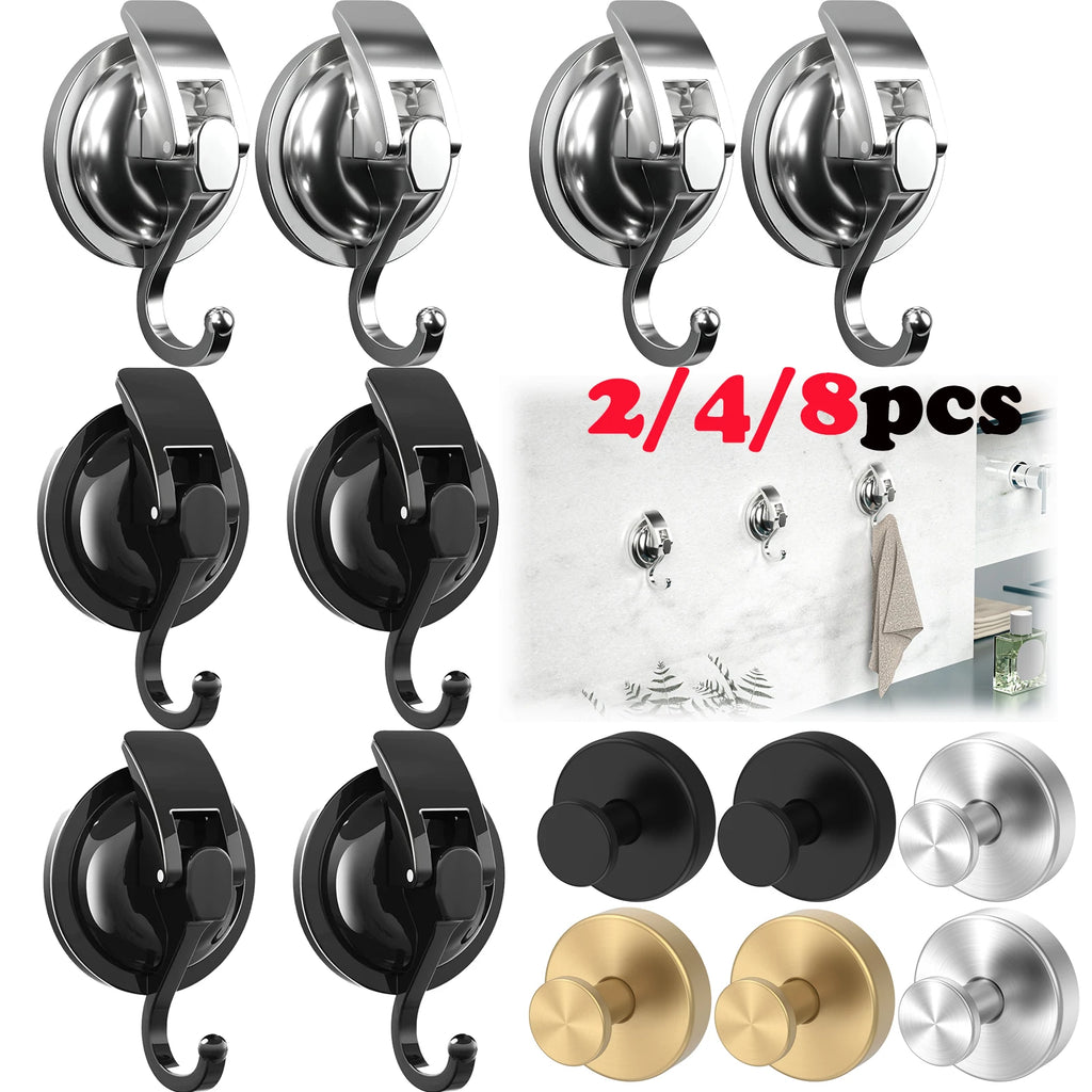 2/4PCS Heavy Duty Vacuum Suction Cup Hooks No Drilling Super Suction Cup HangerRobe Coat Wreath Hook for Shower Kitchen Bathroom