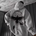 Men's Viking Totem Printed Hooded Sweatshirt Y2K Hooded Sweatshirt Loose Eagle Pattern Sportswear
