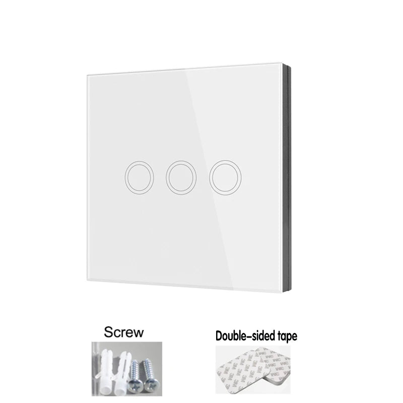 433Mhz Wireless Smart Light Wall Switch with Remote Control Touch Wall Panel Mini Relay Receiver 220V 10A for Home Led Lamp Fan