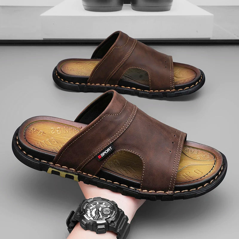 QZHSMY Summer Sandals Men Breathable Leather Shoes Man Outdoor Men Sandals Antiskid Beach Sandals casual sneakers