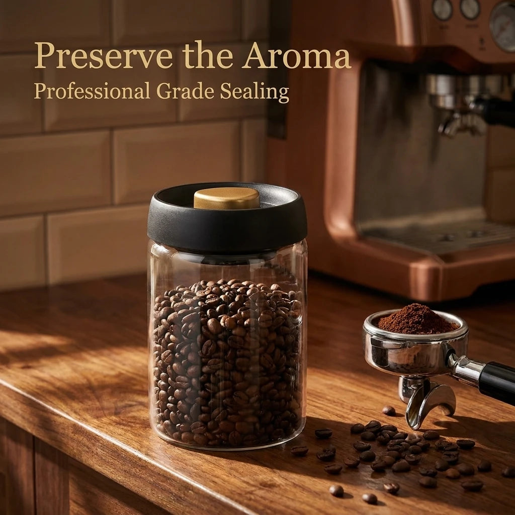 Economic 500ml Vacuum Sealed Jug Coffee Beans Glass Airtight Canister Food Grains Candy Keep Fresh Storage Kitchen Accessories