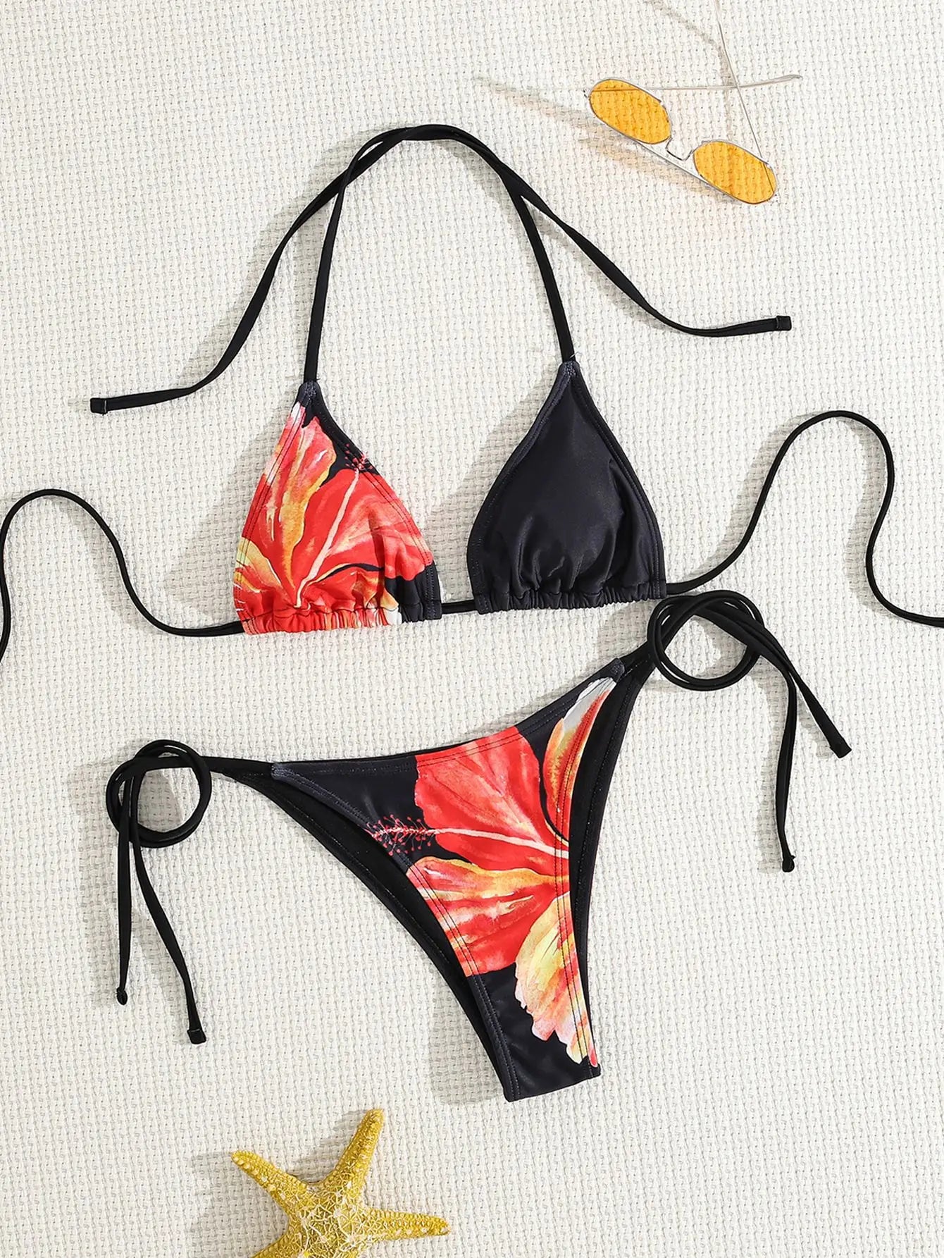 2026 New Women's Bikini Set  Adjustable Tie Side Bandage Swimwear High-End Sexy Two-Piece Bathing Suit Summer Beach Push Up