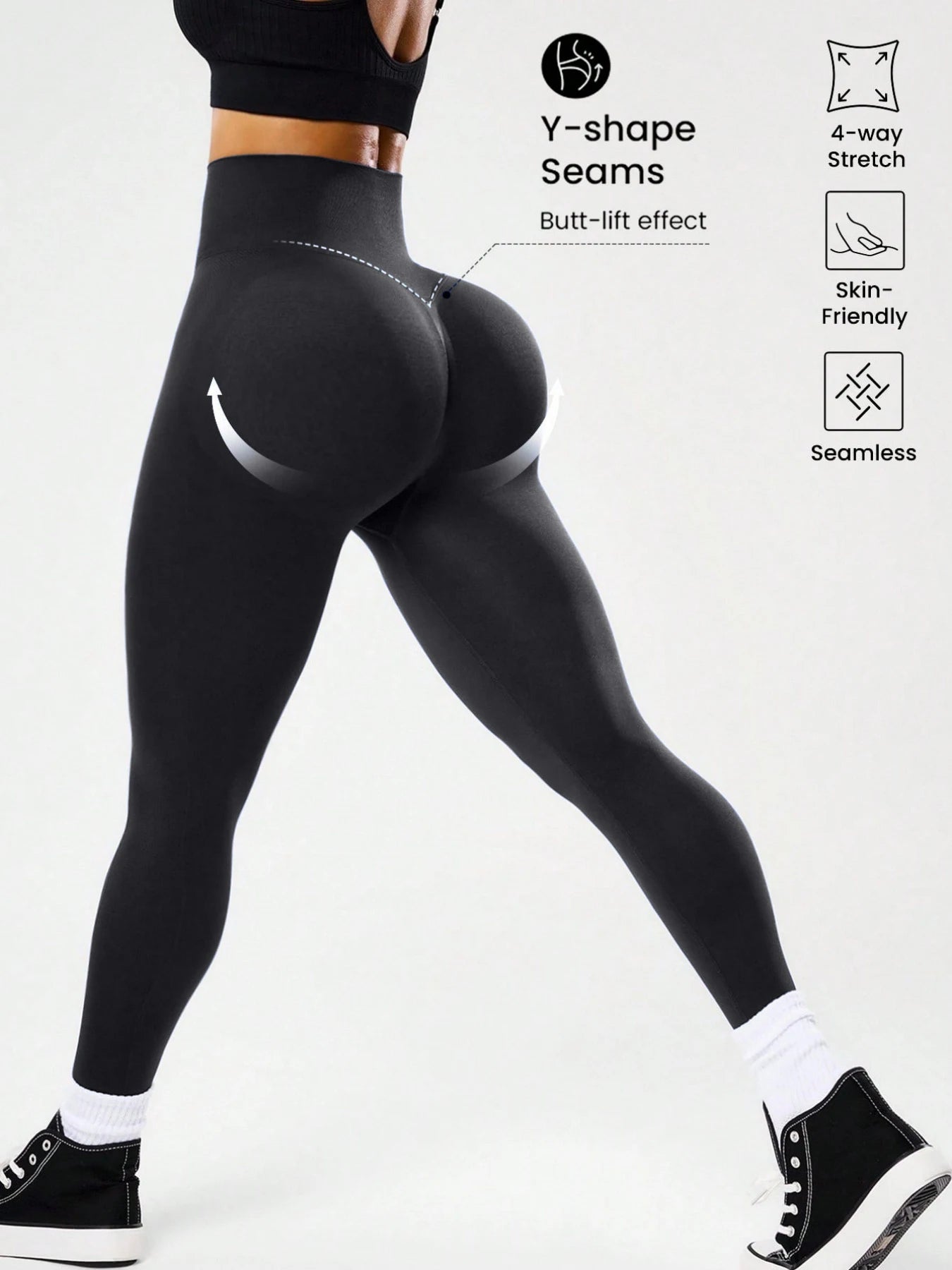 Bestselling Women's High-Waisted Tummy Control Peach Ass Running Fitness Leggings with V-Back, Breathable, Quick-Dry, and Lifted