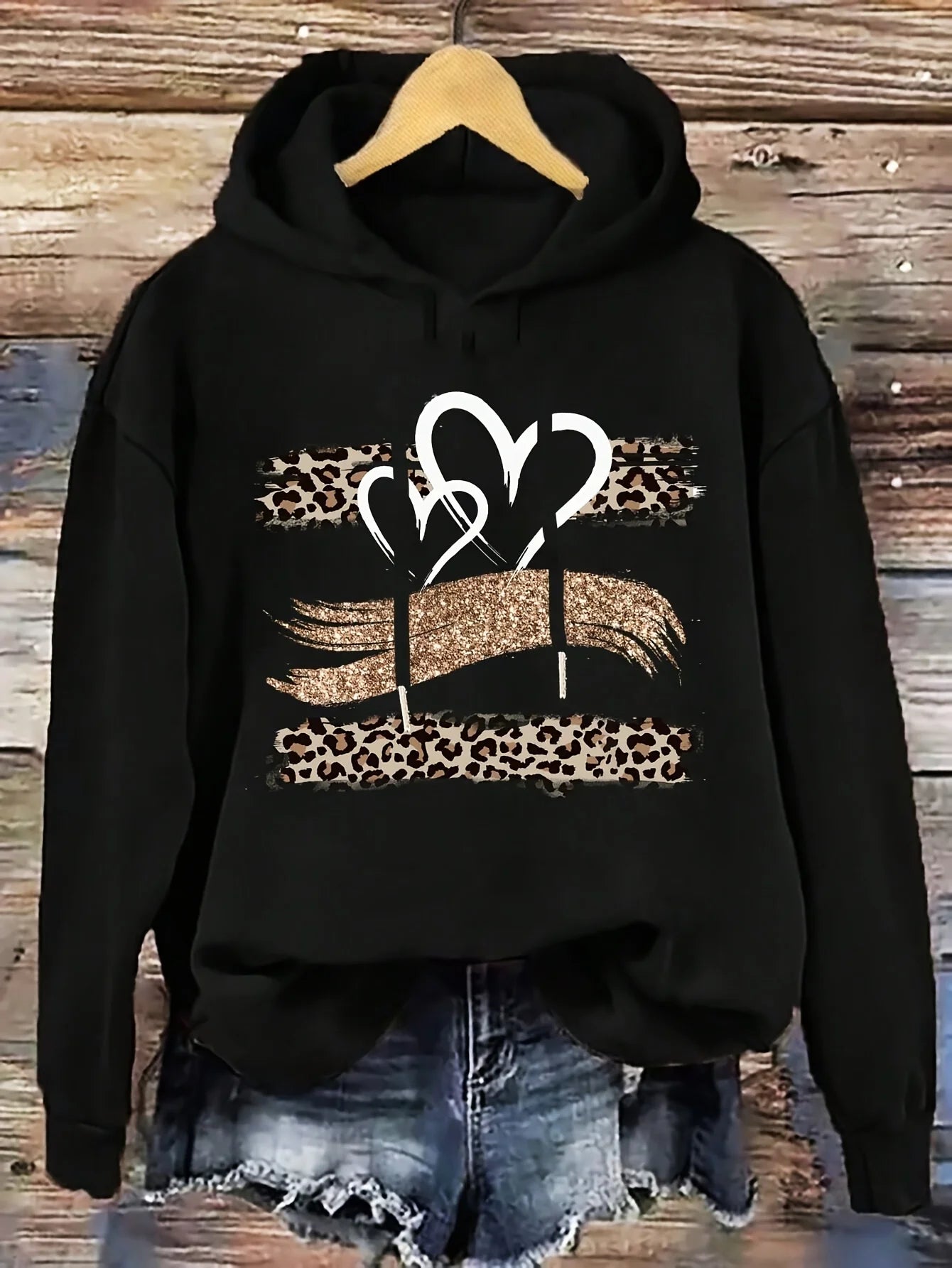 Women's autumn and winter warm and loose casual NOPE not today printed suede long sleeved hooded sweatshirt