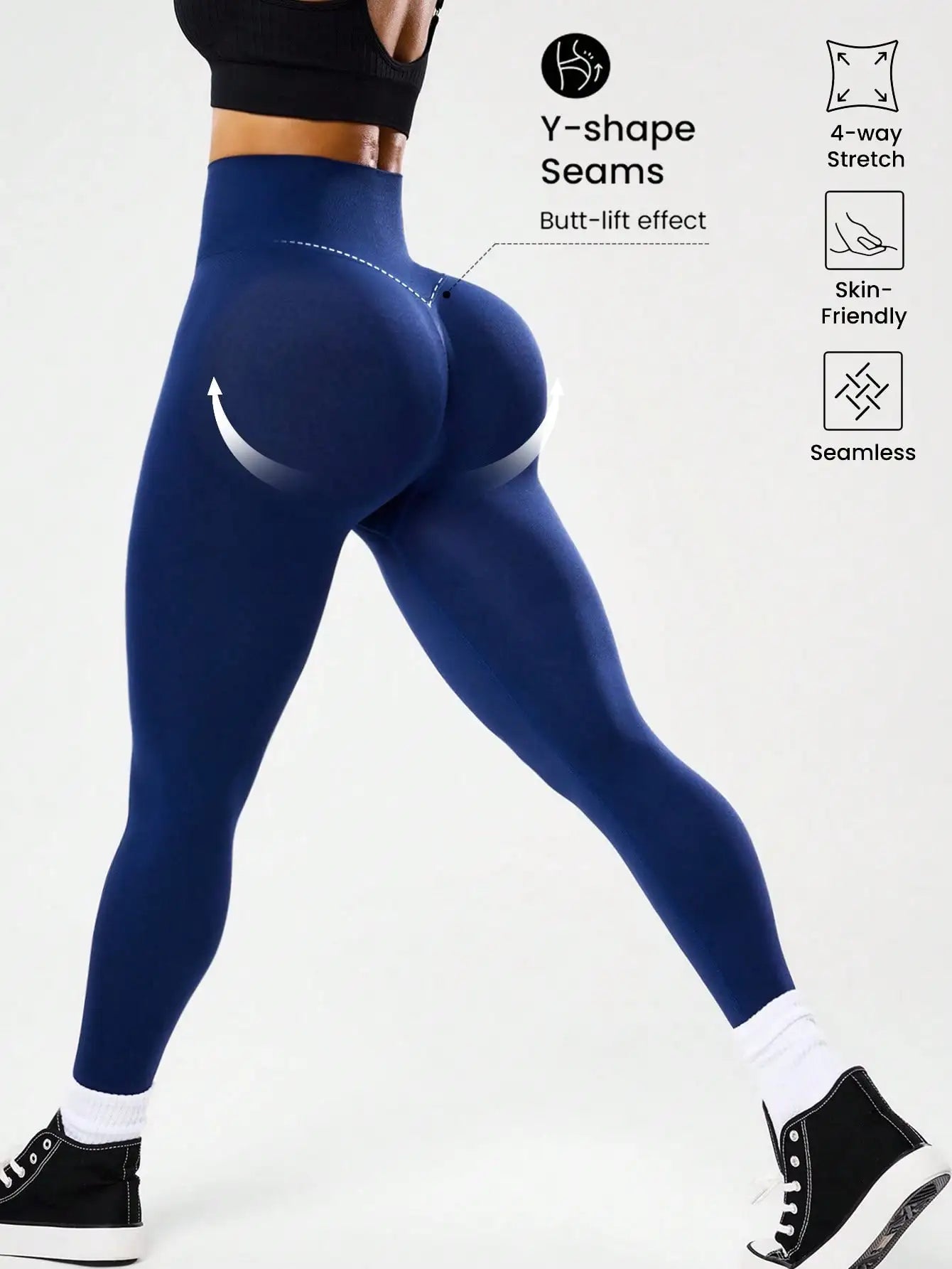Bestselling Women's High-Waisted Tummy Control Peach Ass Running Fitness Leggings with V-Back, Breathable, Quick-Dry, and Lifted