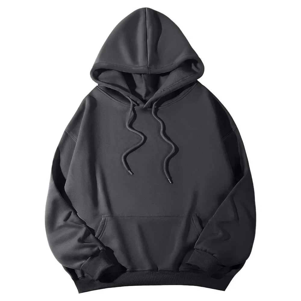 2026 Men's wide Hood Sweatshirt European and American men's and men Sweatshirt Solid Harajuku Long Sleeve Female Loose male Coat