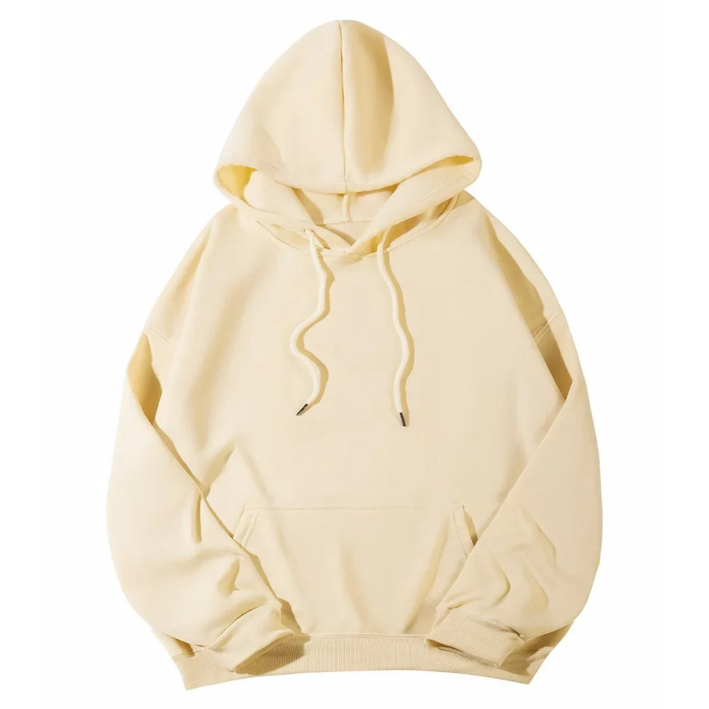 2026 Men's wide Hood Sweatshirt European and American men's and men Sweatshirt Solid Harajuku Long Sleeve Female Loose male Coat