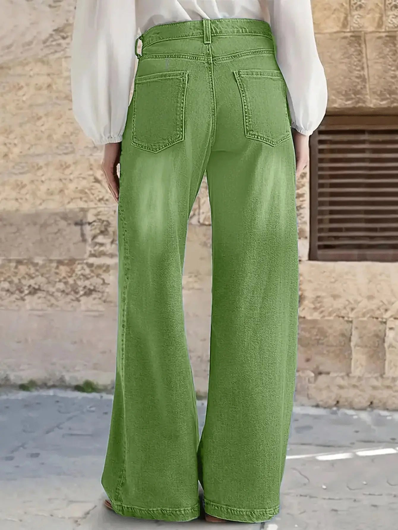 New Women's Multi-Button Wide Leg Casual Jeans - High-Quality Denim Pants for Stylish Comfort