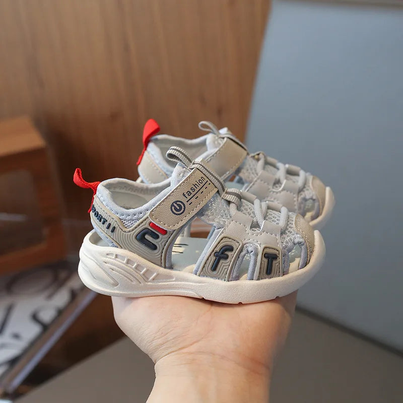 Toddler Sandals Summer Little Kids Shoes Boys Sport Sandals Children Close-toed Sandal Pink Gray Breathable Girls Beach Sandals