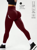 Bestselling Women's High-Waisted Tummy Control Peach Ass Running Fitness Leggings with V-Back, Breathable, Quick-Dry, and Lifted