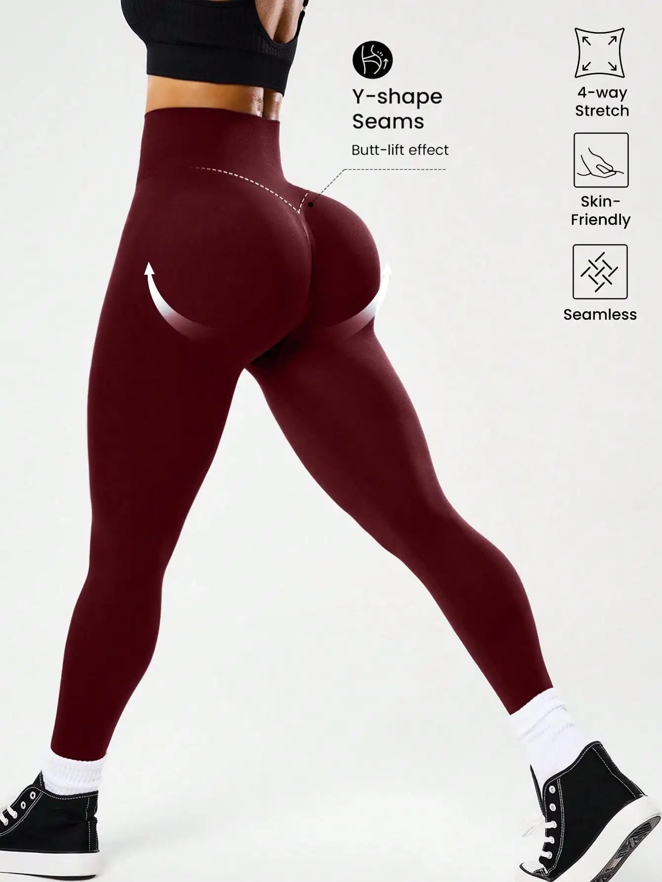 Bestselling Women's High-Waisted Tummy Control Peach Ass Running Fitness Leggings with V-Back, Breathable, Quick-Dry, and Lifted