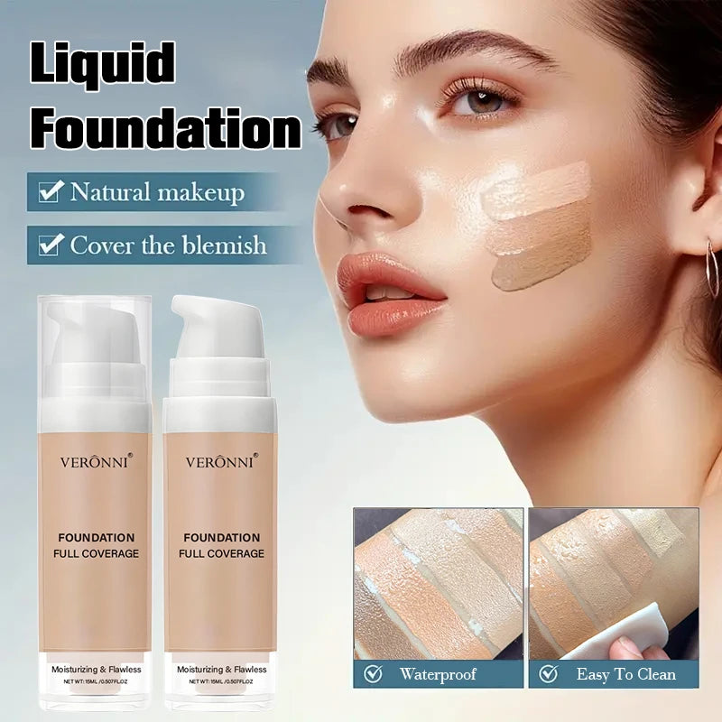 Full Coverage Foundation Bottles - Buildable Full Coverage Liquid Makeup for Custom Skin Tone Mixing & Daily Wear, Oil Control
