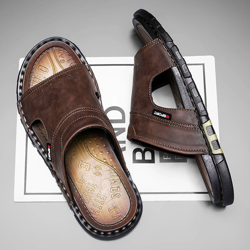 QZHSMY Summer Sandals Men Breathable Leather Shoes Man Outdoor Men Sandals Antiskid Beach Sandals casual sneakers