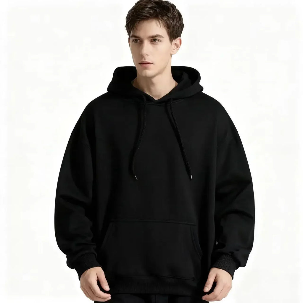 2026 Men's wide Hood Sweatshirt European and American men's and men Sweatshirt Solid Harajuku Long Sleeve Female Loose male Coat
