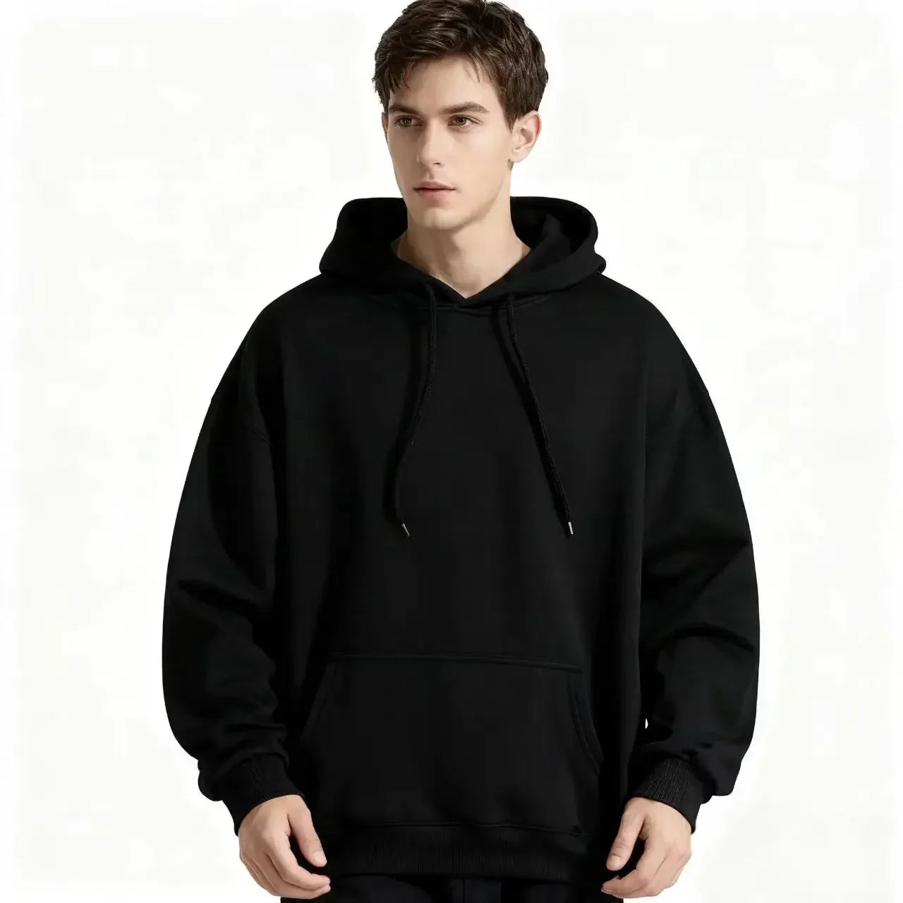 2026 Men's wide Hood Sweatshirt European and American men's and men Sweatshirt Solid Harajuku Long Sleeve Female Loose male Coat
