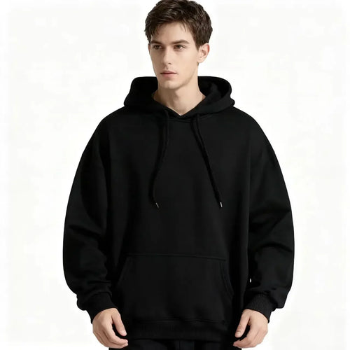 2026 Men's wide Hood Sweatshirt European and American men's and men Sweatshirt Solid Harajuku Long Sleeve Female Loose male Coat