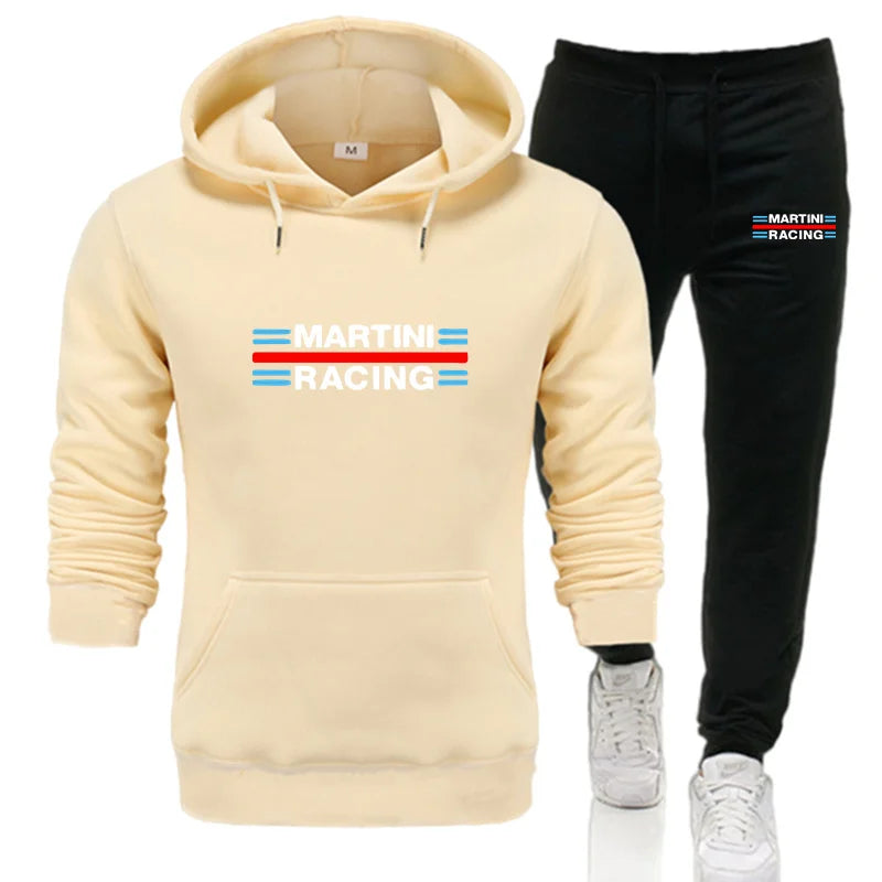 2025 new Martini Racing Hoodie Suit Men's Fashion Hoodie Brand Pants Casual Jogging Suit Sports Wear Sweatshirt Autumn Winter