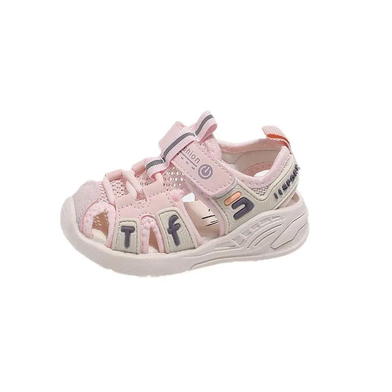 Toddler Sandals Summer Little Kids Shoes Boys Sport Sandals Children Close-toed Sandal Pink Gray Breathable Girls Beach Sandals