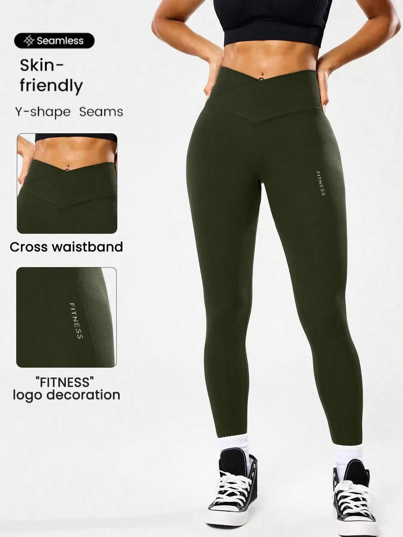 Bestselling Women's High-Waisted Tummy Control Peach Ass Running Fitness Leggings with V-Back, Breathable, Quick-Dry, and Lifted