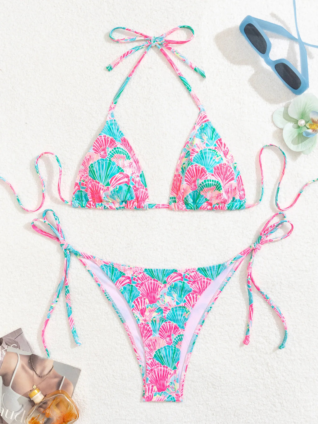 2026 New Women's Bikini Set  Adjustable Tie Side Bandage Swimwear High-End Sexy Two-Piece Bathing Suit Summer Beach Push Up