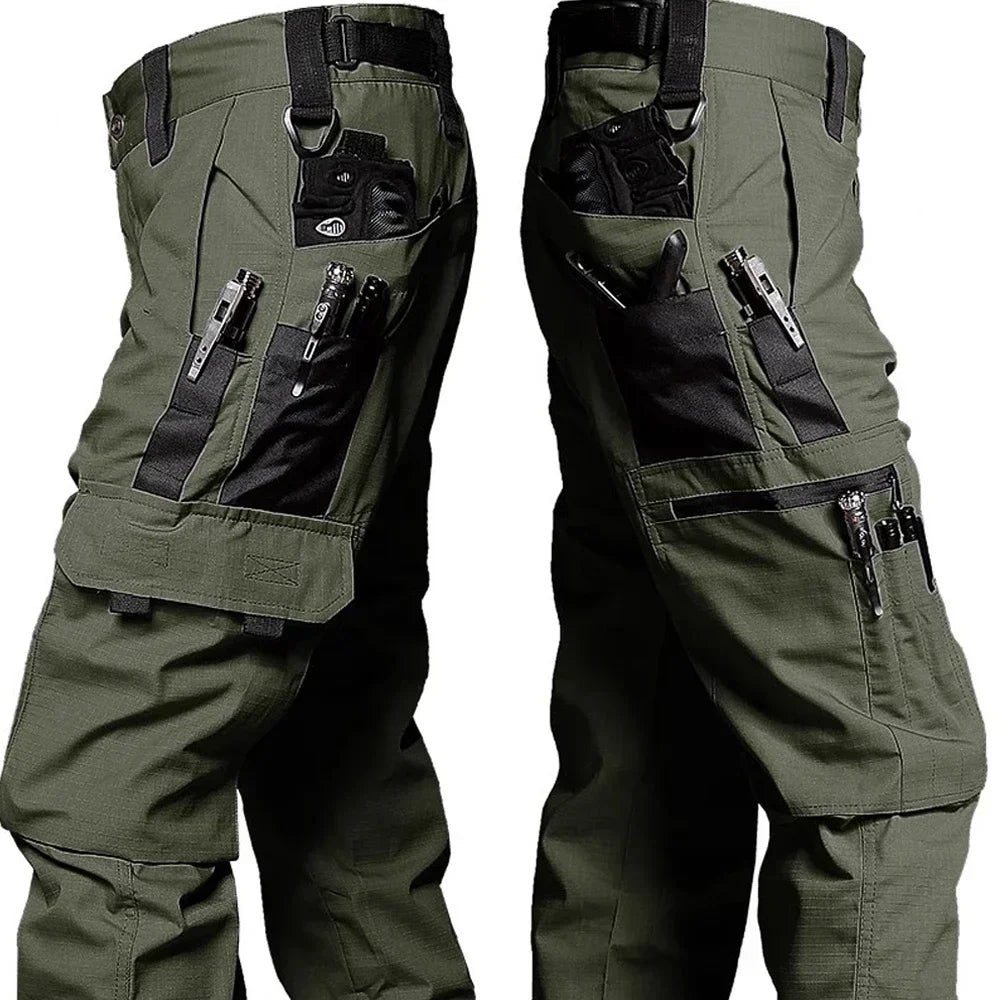Outdoor Tactical Cargo Pants Men Dark Multicam Camo Multi-Pocket Durable Heavy Duty Work Trousers
