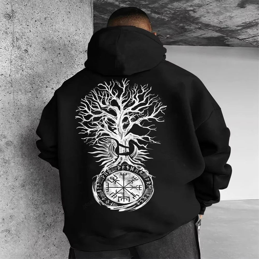 2024 Summer Men's Neck Hoodie 3D Compass Printed Sweatshirt Simple Fashion Male Clothing Loose Oversized for Men New