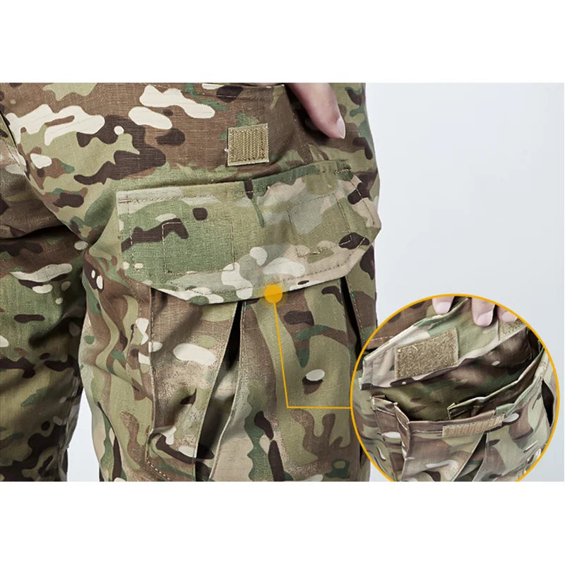 Men Tactical Pants +pads Outdoor Ripstop Cargo Pants Working Hiking Pants Men's Fishing Trekking Trousers Hunting Clothes