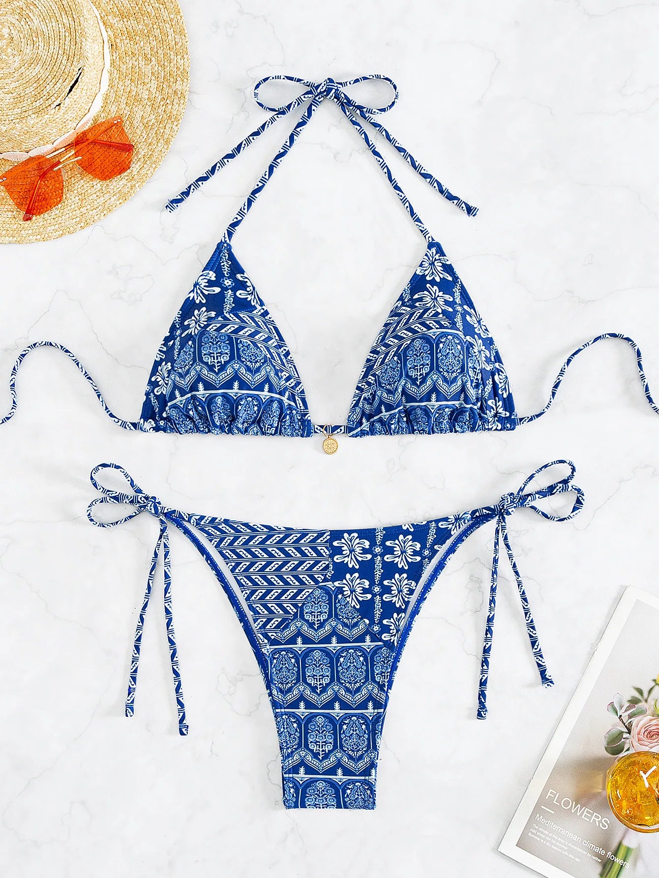 2026 New Women's Bikini Set  Adjustable Tie Side Bandage Swimwear High-End Sexy Two-Piece Bathing Suit Summer Beach Push Up