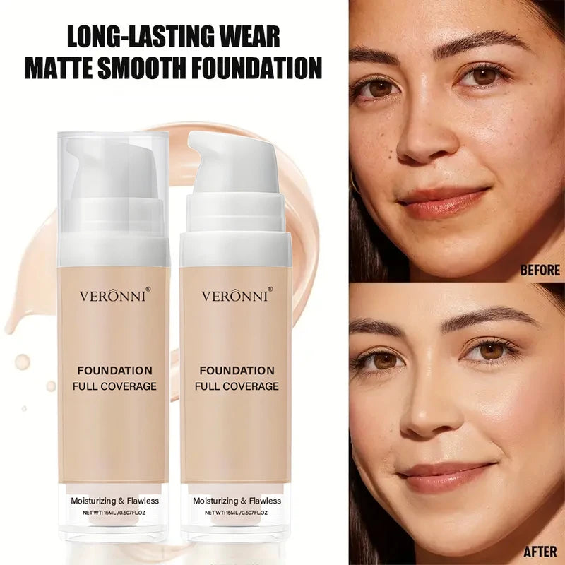 Full Coverage Foundation Bottles - Buildable Full Coverage Liquid Makeup for Custom Skin Tone Mixing & Daily Wear, Oil Control