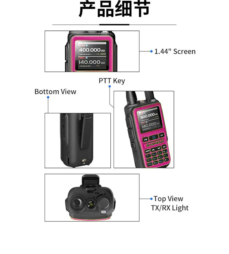 2 Pack BAOFENG UV-5R Mini Dual Band Two-Way Radio (5W/999CH) - Bluetooth APP Programming, NOAA Alert, Type-C Fast Charging