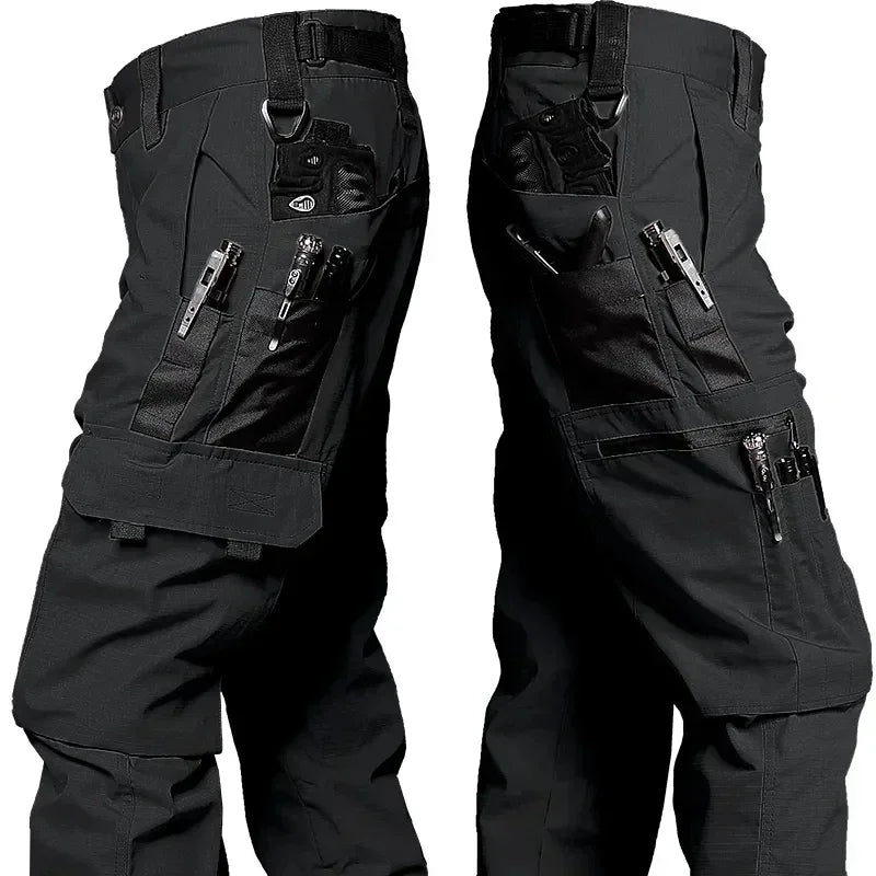Outdoor Tactical Cargo Pants Men Dark Multicam Camo Multi-Pocket Durable Heavy Duty Work Trousers