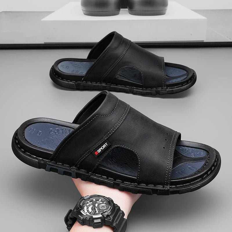 QZHSMY Summer Sandals Men Breathable Leather Shoes Man Outdoor Men Sandals Antiskid Beach Sandals casual sneakers