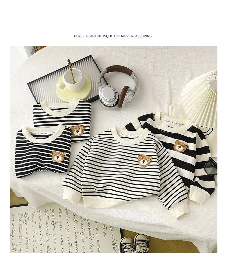 T-shirt Elastic Sweater Long Sleeve Pullover Tops Baby Children Clothing Children's Sweatshirt Kids Clothes Boys Girls
