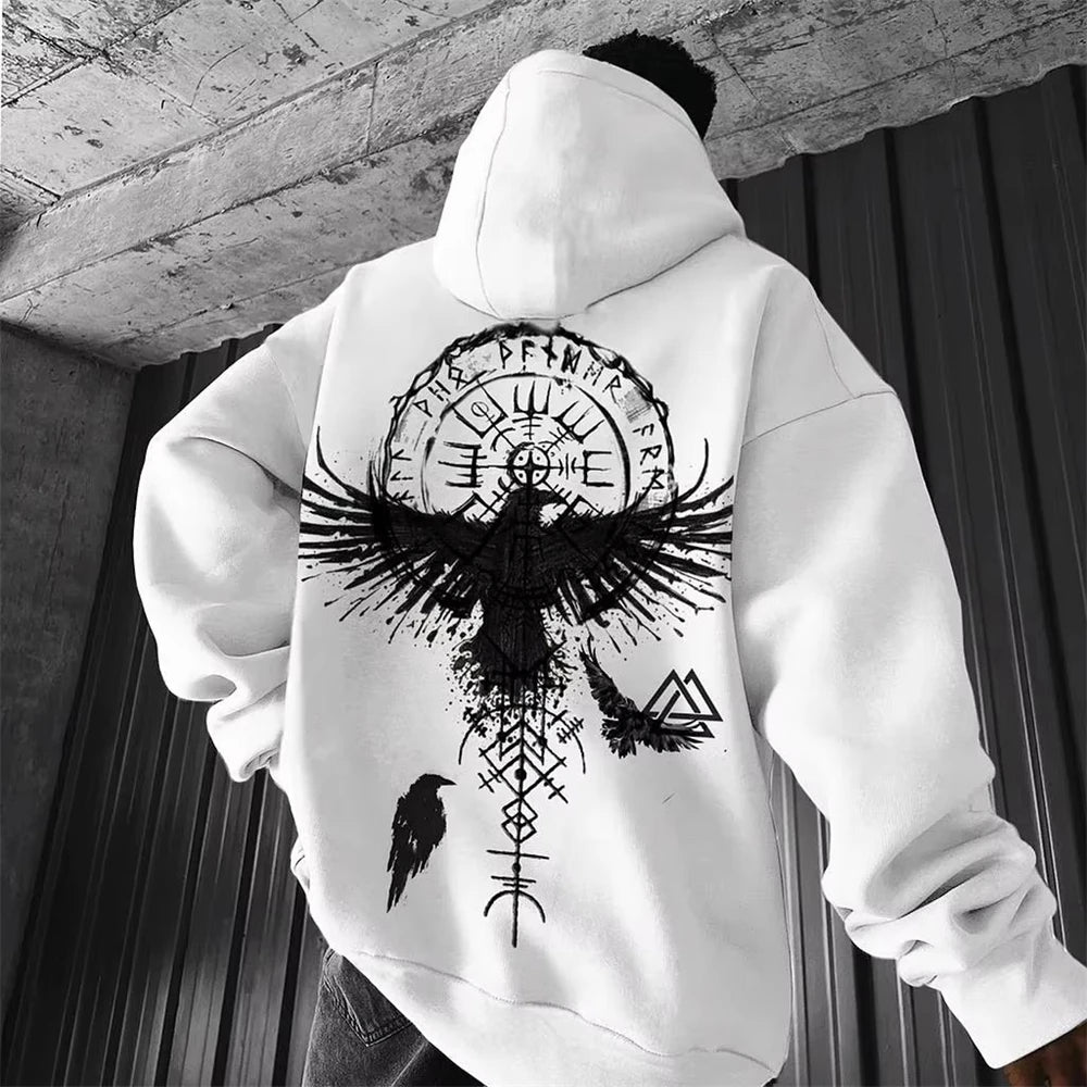 2024 Summer Men's Neck Hoodie 3D Compass Printed Sweatshirt Simple Fashion Male Clothing Loose Oversized for Men New