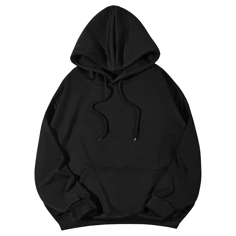 2026 Men's wide Hood Sweatshirt European and American men's and men Sweatshirt Solid Harajuku Long Sleeve Female Loose male Coat