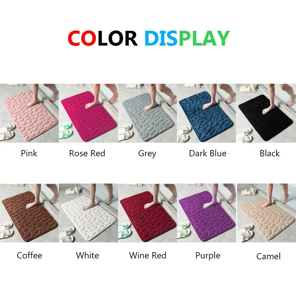 Washable Non-slip Carpets Water Absorption Bath Mat Cobblestone Embossed Floor Rug Doormat