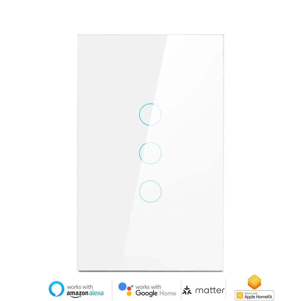 Melery Matter over WiFi Smart Light Wall Switch Touch Sensor Glass Panel Remoted Google/Apple Home Siri Alexa Homekit Smarttings