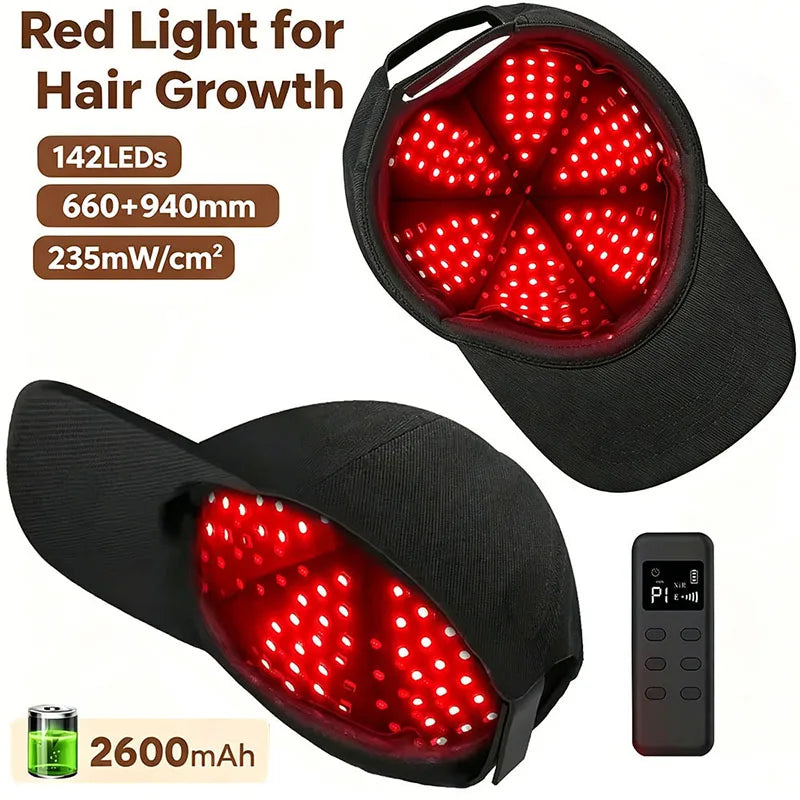 LED Red Light Therapy Hat For Hair Growth Red & Infrared Light Hair Growth Cap For Hair Loss Promote Hair Fast Regrow Care Cap