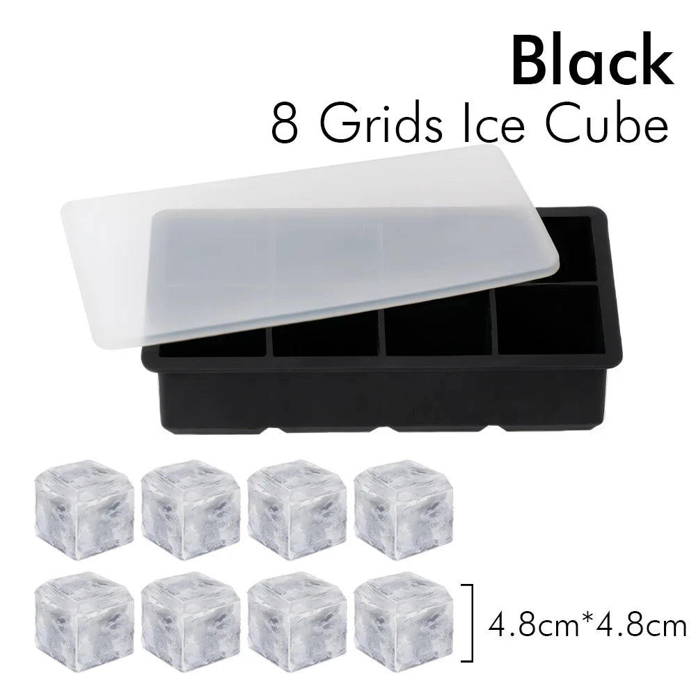 Ice Cube Tray Ice Cube Silicone Molds Ice Cube Maker Square Ice Tray Large Ice Cube 8 Grid Ice Mold Kitchen Accessories Gadgets