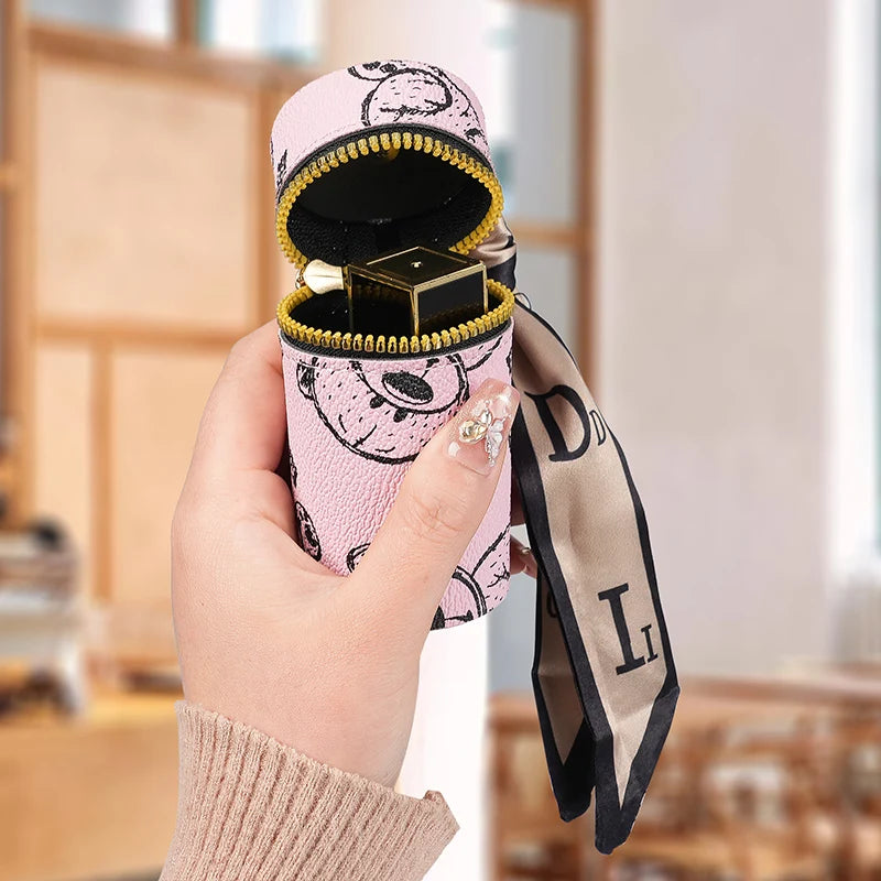 2025 new leather vintage flower coin purse keychain mini portable mouth red envelope storage wireless headphone protective case