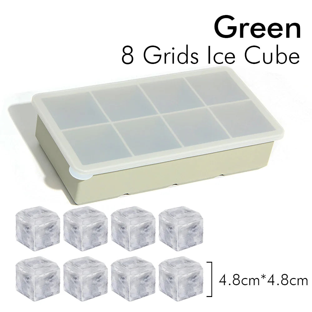 Ice Cube Tray Ice Cube Silicone Molds Ice Cube Maker Square Ice Tray Large Ice Cube 8 Grid Ice Mold Kitchen Accessories Gadgets