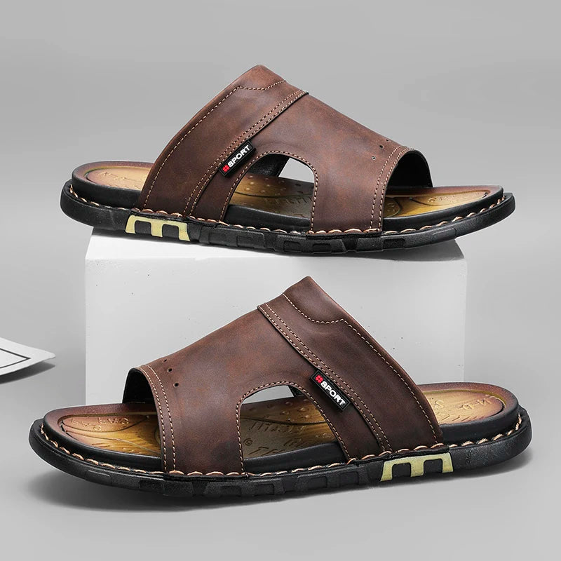 QZHSMY Summer Sandals Men Breathable Leather Shoes Man Outdoor Men Sandals Antiskid Beach Sandals casual sneakers