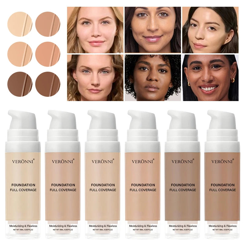 Full Coverage Foundation Bottles - Buildable Full Coverage Liquid Makeup for Custom Skin Tone Mixing & Daily Wear, Oil Control