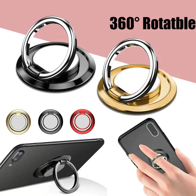 360 Degree Rotating Finger Ring Phone Holder Stand for Mobile Phone Car Magnetic Mount Phone Back Sticker Pad Unniversal Bracket