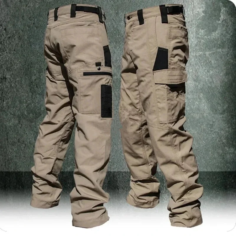 Outdoor Tactical Cargo Pants Men Dark Multicam Camo Multi-Pocket Durable Heavy Duty Work Trousers
