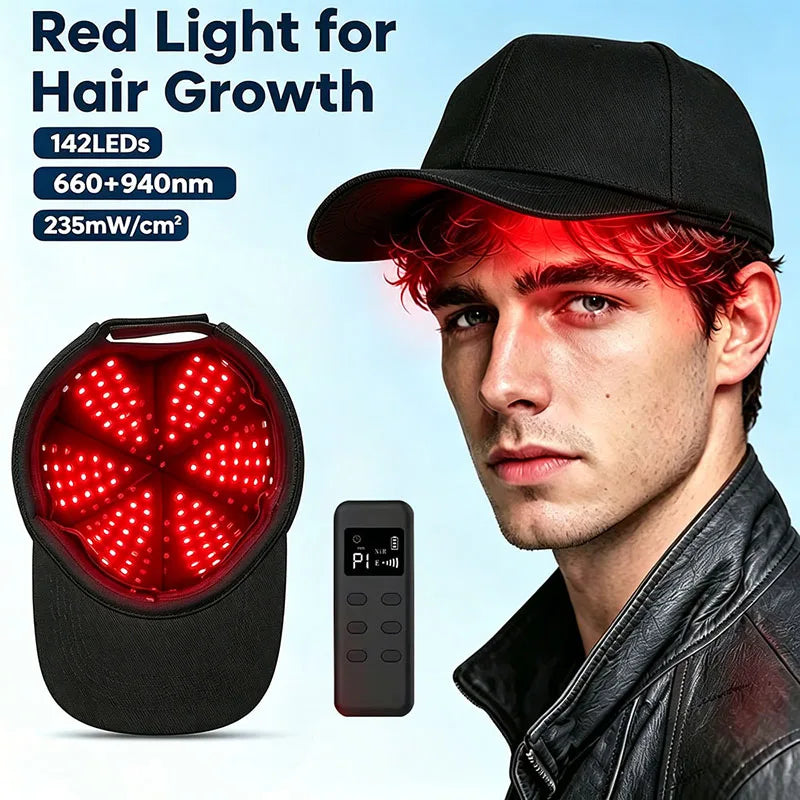 LED Red Light Therapy Hat For Hair Growth Red & Infrared Light Hair Growth Cap For Hair Loss Promote Hair Fast Regrow Care Cap