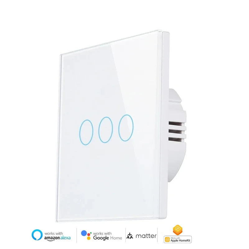 Melery Matter over WiFi Smart Light Wall Switch Touch Sensor Glass Panel Remoted Google/Apple Home Siri Alexa Homekit Smarttings